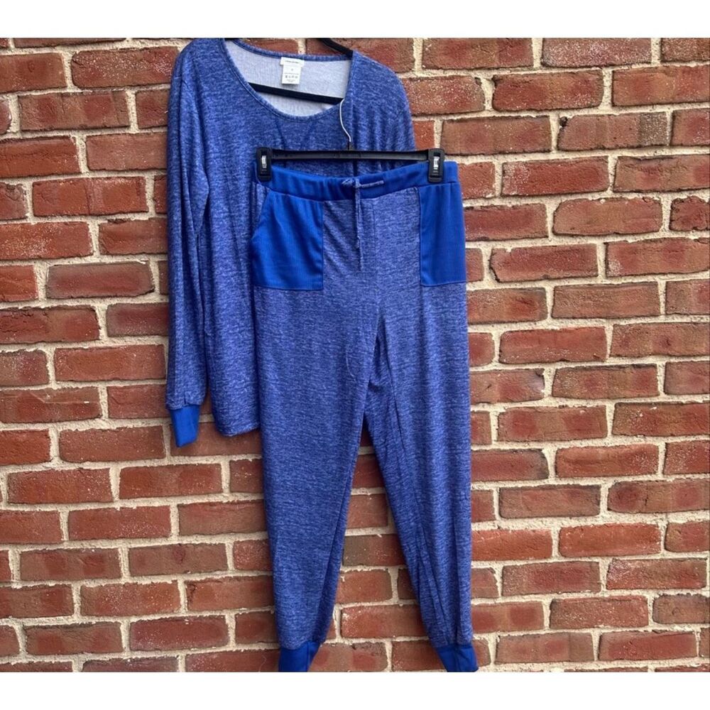 Catherine Malandrino $69 Jogger 2Pc Lounge PJ Set Blue 1X NEW